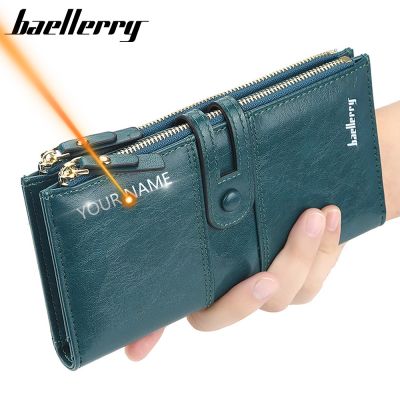 （Layor wallet） 2022ชื่อแกะสลักผู้หญิงกระเป๋าสตางค์แฟชั่นหนังยาวผู้ถือบัตรที่มีคุณภาพสูงคลาสสิกหญิงกระเป๋าซิปกระเป๋าสตางค์แบรนด์สำหรับผู้หญิง