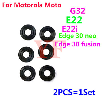 2ชิ้น = 1ชุดสำหรับ Motorola Moto E22ขอบ E22i 30 Neo Edge 30 G32ฟิวชั่น Belakang Kamera Kaca Cove dengan Pelekat Ahesive