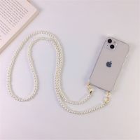 Luxury Korean Crossbody Lanyard Necklace Pearl Chain Phone case for iPhone 11 12 13 14 Pro Max 15 Transparent Cover with Strap