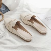 2023 Luxury Woman Mules Summer Close Toe Women Slippers Bowtie Lazy Slides Flat Heel Girl Slippers Korean Outdoor Flip Flops