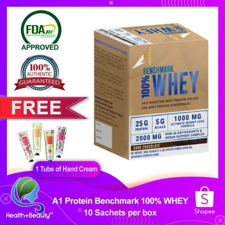 A1 Protein Benchmark Whey Protein 10 Sachets per box with FREEBIE