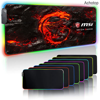 MSI Dragon LED Light Gaming Mouse Pad RGB Large Keyboard Cover Non-Slip Rubber Base Computer Carpet Desk Mat XL PC Game Mousepad