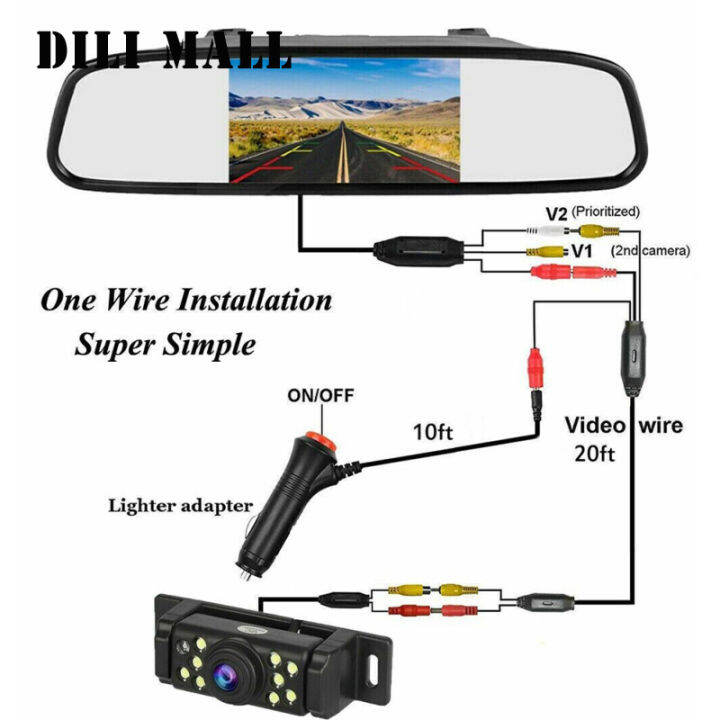 ขายกล้องสำรองข้อมูลมุมข้างหลังรถยนต์ชุด5-จอแสดงผล-lcd-hd-การมองเห็นได้ในเวลากลางคืนจอดรถ9led-กันน้ำ-ip68ระบบควบคุม