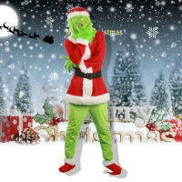 ชุดคริสต์มาส Geek ขโมยชุดกรีน หน้ากากมอนสเตอร์ขนสีเขียว The Green Grinch