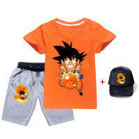 Dragon Goku ฤดูร้อนกางเกงขาสั้นชุดเสื้อแขนสั้นสำหรับเด็กหญิงเกมเสื้อยืดเสื้อยืด + แขนสั้น + หมวกแก๊ปโผล่ชุดเสื้อกางเกงพิมพ์ลาย TXD1139 + MAO เด็กเสื้อผ้า Causal ชุดสูทแฟชั่น