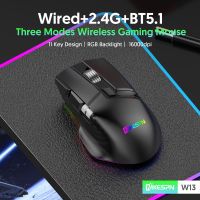 16000 DPI Wireless Triple Mode 10 Button Double Scroll Wheel Swinging RGB Macro Definition Gaming Mouse With Mouse Anti-Slip