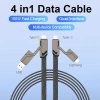 4 in 1 USB C สายชาร์จ100W PD Fast CHARGING &amp; Data Charger CORD Multi สายชาร์จพร้อม lightningtype cusb A พอร์ต