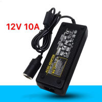 หม้อแปลงไฟฟ้า อะแดปเตอร์ช่องจุดบุหรี่รถยนต์ แปลงไฟฟ้า 220V AC เป็น 12V DC กระแสไฟฟ้าอยู่ที่ 10a กำลังไฟฟ้า 120W หัวเสียบ ที่จุดบุหรี่ ใน รถยนต์