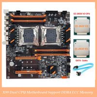 X99 Dual CPU Motherboard LGA2011 Support DDR4 ECC Memory Computer Motherboard+2XE5 2650 V3 CPU+SATA Cable