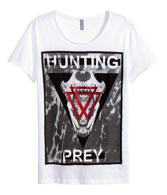 H&M GRAPHIC WHITE LOOSE FIT TEE Lazada PH