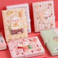 [Hagoya Stationery Stor] A6ลายการ์ตูนน่ารักโน๊ตบุ๊คหนาหนัง PU ปกหัวเข็มขัดแม่เหล็กวางแผนไดอารี่วารสารโน๊ตบุ๊คโรงเรียนสำนักงานเครื่องเขียน