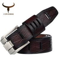 COWATHER 2021 QUALITY cow genuine luxury leather men belts for men strap male pin buckle BIG SIZE 100-130cm 3.8 width QSK001 Belts