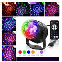 3วัตต์มินิ Rgb ดีเจดิสโก้แสง,6สีคริสตัลลูกมายากลเวทีหมุนโคมไฟที่มีการควบคุมระยะไกล,วันคริสต์มาสบาร์ภาคีฉายแสง