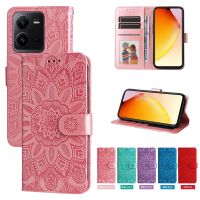 เคสโทรศัพท์สำหรับ Vivo V25 V25E V23 V23E V23 Pro Totem กลีบดอกไม้แม่เหล็กกระเป๋าสตางค์หนัง2พลิกช่องการ์ดเคสโทรศัพท์