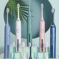 ZZOOI Smart Sonic Electric Toothbrush USB Charger Adults Ultrasonic Tooth Brushes Teeth Whitening IPX7 Waterproof 5 Replacement Heads