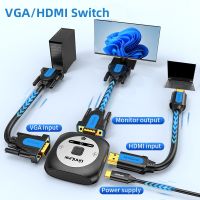 Unnlink HDMI Ke VGA Switch 2 In 1 Out VGA 1080P 60Hz Video Hdmi Ke Adaptor Vg untuk Laptop PC TV Box 4/5 Xbox untuk Monitor Proyektor