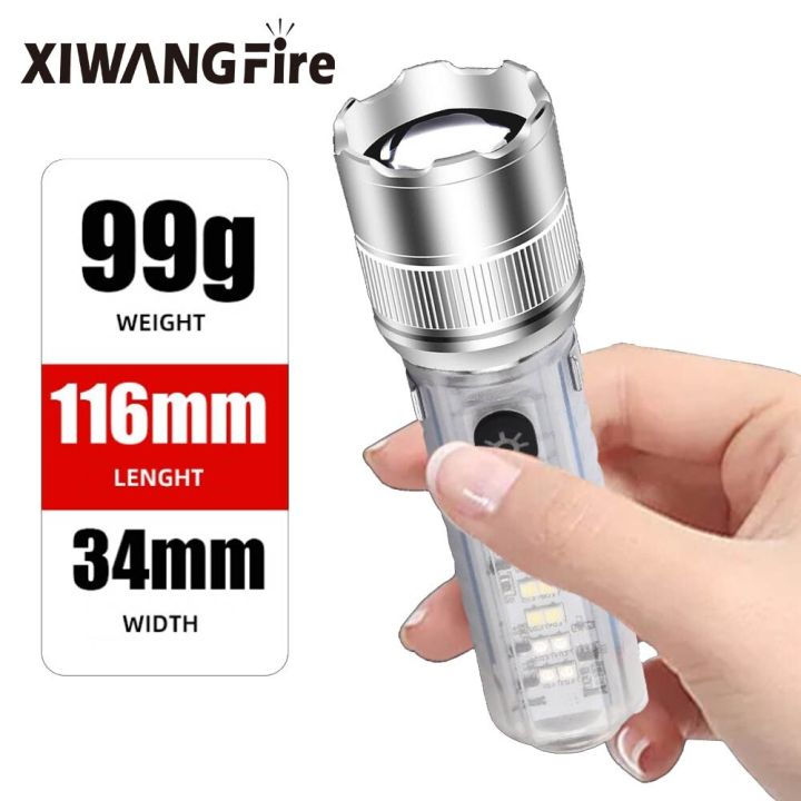powerful-laser-tactical-flashlight-new-zoom-fishing-lamp-type-c-charging-red-blue-light-uv-band-magnetic-pen-clip-fluorescent-rechargeable-flashlights