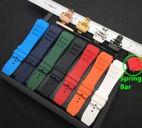 25mm Soft Nature Silicone Rubber Watchband For Richard Watch Mille Strap band Bracelet Orange Blue White Red spring bar series