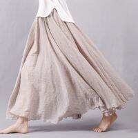 【CC】 2020 Cotton Skirts Elastic Waist Pleated Beach Boho Faldas Saia