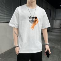 Short-sleeved cotton new summer 2023 han edition men T-shirt ins loose shirt half sleeve popular logo render unlined upper garment to bigger sizes --ntx230801✘☇✎