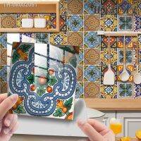 ►☬✜ 10pcs Retro Mandala Pattern Surface Crystal Tiles Sticker Waterproof Murals Self-Adhesive Decorative Kitchen Tables Wall Deco