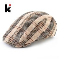 Classic Plaid Berets For Men Autumn Winter Womens Newsboy Caps Adjustable Fashion Peaked Cap Unisex Vintage Artist Beret Hats