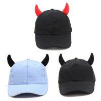 Novelty Devil Ox Horn Hip-hop Baseball Cap Cosplay Solid Color Sunscreen Holiday Party Snapback Funny Hat Halloween Gift