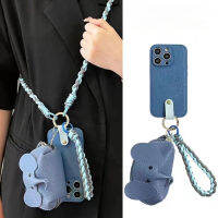 กระเป๋าใส่โทรศัพท์ลูกช้างสีฟ้าน่ารักสำหรับ iPhone15promax Blue Braided Rope Case สำหรับ iPhone14Promax Blue Leather Zero กระเป๋าสตางค์กระเป๋าสตางค์สำหรับ iPhone13Pro Khaki เอียงช่วง Case สำหรับ iPhone12/11