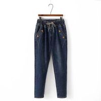 K&amp;WM   【มีไซส์ใหญ่】Plus Size Women Cute Casual Straight Big Jeans Denim Trousers Denim Pants