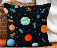 Planet pattern children pillow case/Astronaut baby cushion cover/Space shuttle decor pillow/Kids room pillow/Nursery kids pillow cover