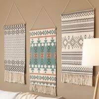 Bohemian Tapestry Macrame Wall Hangings Home Decor Cotton Linen Tassel Handmade Woven Geometric Canvas Art Background Tapestries