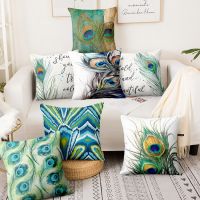 [Popular Accessory]หมอนตกแต่งบ้าน Art Design PeacockPrinted CushionPillow Almofadas Decorativas Para โซฟาโยนหมอน