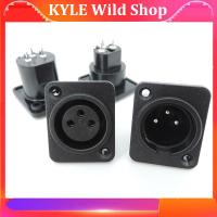 KYLE Wild Shop 3Pin XLR male female power connector Straight socket Panel Mounted Chassis Square Shape MIC microphone audio cable connecting