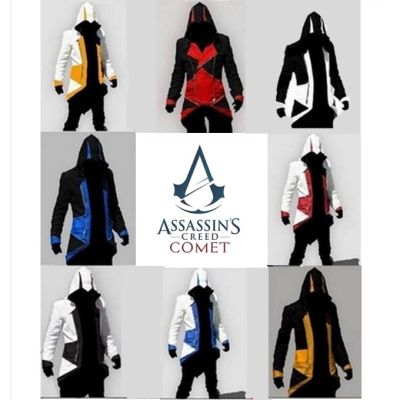 Assassins Creed เสื้อโค้ทแจ็คเก็ตสําหรับคอสเพลย์แขนยาวมีฮู้ดขนาดใหญ่ลายอนิเมะ Ybc#