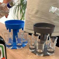 Liquor Dispenser 6 Shot Glass ไวน์วิสกี้เครื่องจ่ายเบียร์ผู้ถือเกมดื่มเครื่องมือสำหรับคริสต์มาส Home Party Bar Shot Glass