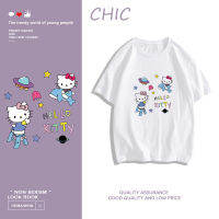 CHIC ผ้าฝ้ายแท้ น่ารัก HelloKitty พิมพ์เสื้อยืดแขนสั้น สไตล์สบาย ๆ T0524