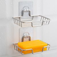 【YF】 High Quality Soap Rack Wall Mounted Holder Stainless Steel Sponge Dish Bathroom Accessories Dishes Self Adhesive