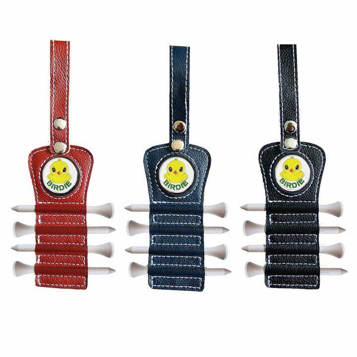 leather-golf-tee-holder-with-4-pcs-wood-tee-1-magnet-ball-marker-hook-to-belt-bag-towels