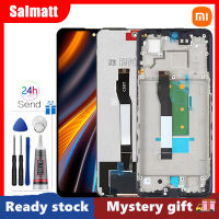 Salmatt หน้าจอดั้งเดิมสำหรับ Xiaomi Poco X4 GT 22041216G ชิ้นส่วนจอสัมผัสแอลซีดีของเครื่องแปลงดิจิทัลอะไหล่ Xiaomi Xiaomi X4 Poco มีกรอบกลางสำหรับ Xiaomi Poco X4 GT