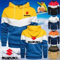 Suzuki เสื้อฮู้ดเย็บสีรถจักรยานยนต์แจ็คเก็ตฤดูใบไม้ร่วงฤดูหนาวผู้ชายสเวตเตอร์พิมพ์ลายมีฮู้ดสเวตเตอร์มีแบรนด์แบบสวมหัวเสื้อฮู้ดดี้กันหนาวกลางแจ้งกีฬาสเก็ตเล่นสกีโต้คลื่น