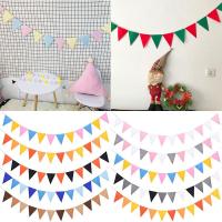 12Flags Colorful Fabric Garlands Christmas Felt Bunting Pendant Flag For Wedding Birthday Home Party Hanging Garland Decoration Banners Streamers Conf