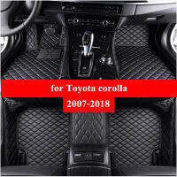 พรมปูพื้นรถสำหรับ Toyota Corolla 2007-2014 2015 2016 2017 2018แฟลชหนังที่กำหนดเองแผ่นเท้ารถยนต์พรมรถครอบคลุม