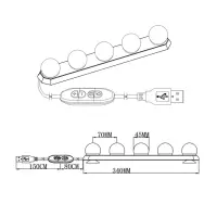 หลอดไฟ LED กระจกไฟหน้าแบบพกพา USB เสียบหลอดไฟถ้วยดูดคงที่ LED เติมแสงแต่งหน้าแสงกระจกแต่งหน้าโคมไฟแต่งตัว220โวลต์