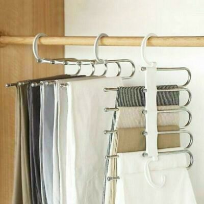 Hot Newest Multifunction 5 in 1 Pant rack shelves Stainless Steel Clothes Hangers Multi-functional Wardrobe Magic Hanger Clothes Hangers Pegs