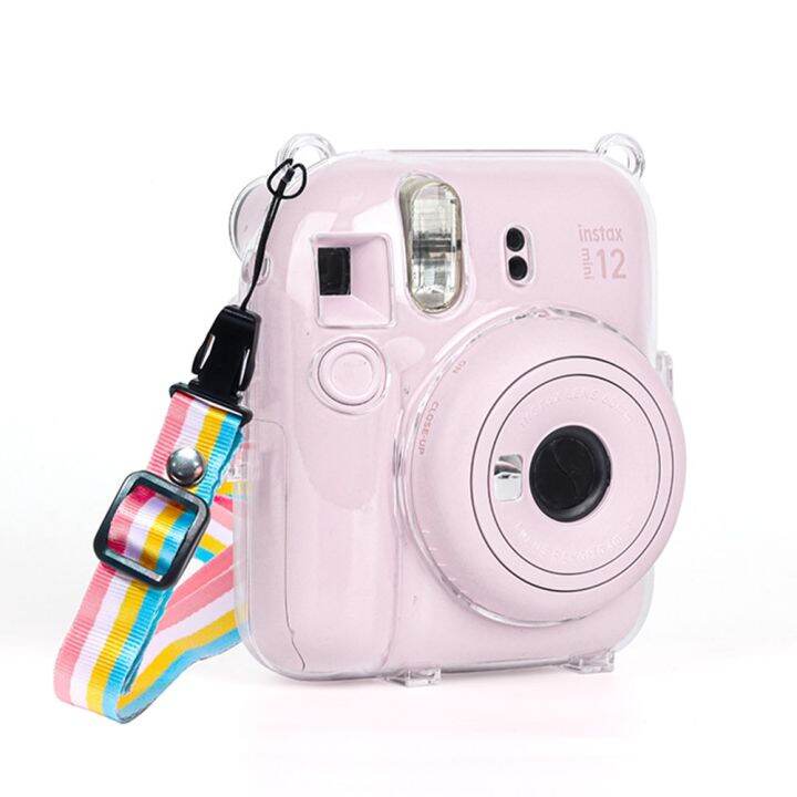 ถุงกล้องจิ๋วพีซีเคสห่อหุ้มคริสตัลพร้อมฝาปิด-tali-bahu-สำหรับ-fujifilm-instax-mini-12สำหรับกล้อง-instax-mini12