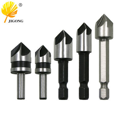 HH-DDPJ5pc Industrial Countersink Drill Bit Set 5 Flutes Counter Sink Woodworking Drill Bits Metal Working Chamfer Chamfering Cutter