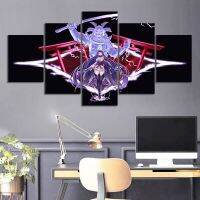 5แผงวิดีโอเกมโปสเตอร์ Raiden Shogun Genshin Impact สำหรับภาพวาดผ้าใบ Wall Art ของขวัญ Room Decor Pictures