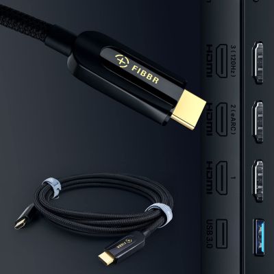 สายเคเบิลที่รองรับ FIBBR HDMI 2.1-เข้ากันได้8K/60Hz 4K/120Hz 48Gbps HDMI สายดิจิตอล HDMI 2.1ที่แยกสายไฟสำหรับ HDR10 + กล่องทีวีสวิตช์ PS5