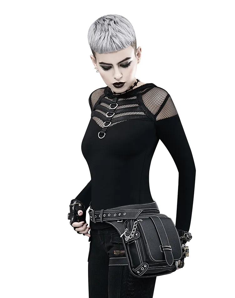 Punk Girl's Black Chain Waist Bag, Fashion Chest Bag For Women, Stylish Belt  Bag For Outdoor - Temu