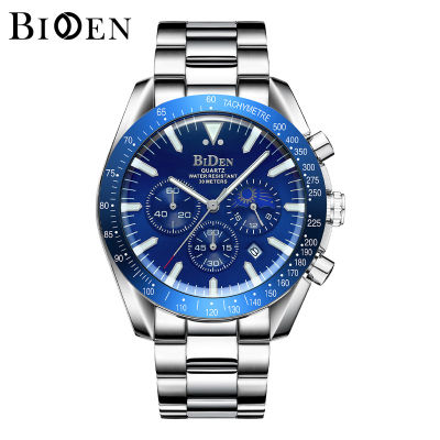 ✨HOT ITEM✨ Biden Mens Fashion Quartz Watch Custom Stainless Steel Strap Three Eyes Business Luminous Watch YY